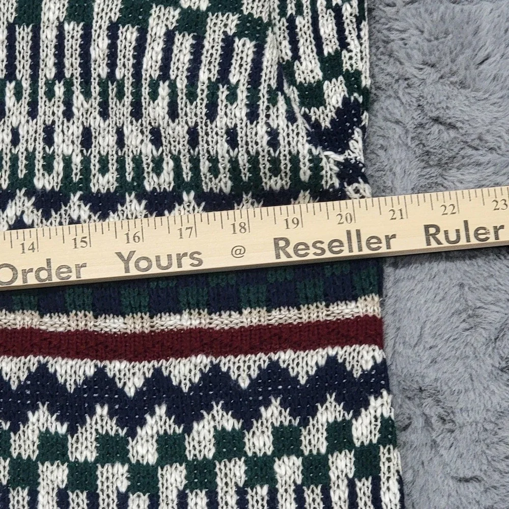 Vintage New Era Cardigan Sweater Mens XL (Fits L) Fair Isle Acrylic Knit Grandpa